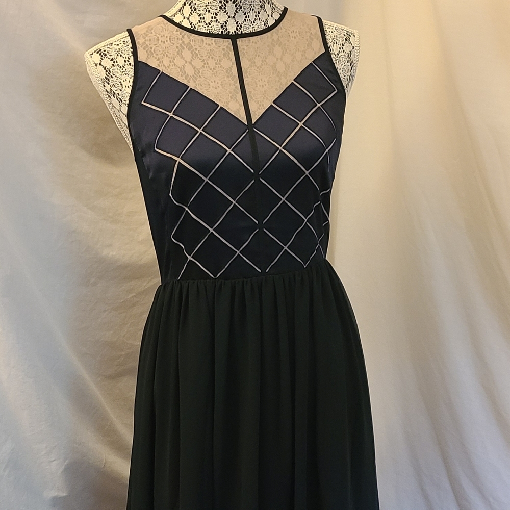 Armani Exchange Navy Blue & Beige Geometric Dress